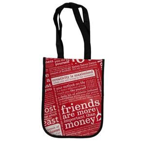 Lululemon Friends are More Important Than Money Shopping Tote Bag Red Black